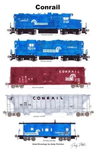 Conrail Local Train 11"x17" Poster by Andy Fletcher signed - Picture 1 of 1