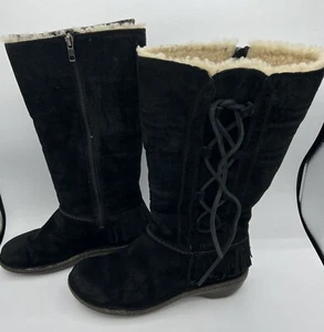 UGG Australia Desoto Tall Black Sheepskin Shearling Lined Boots 5750 Size 8 - Picture 1 of 4