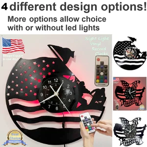 Marines memorial patriotic flag vinyl record wall clock w/wo LED back light art - Picture 1 of 12