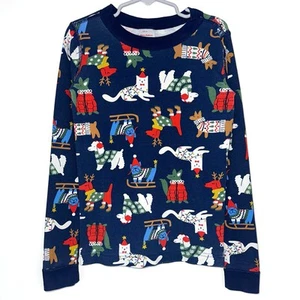 Hanna Andersson Bundled Up Pups Dog Print Long John Holiday Pajama Top Size 8 - Picture 1 of 10