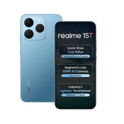 realme 15T 5G (Silk Blue, 8GB RAM 256GB) MediaTek Dimensity 6400 MAX - Immagine 1 di 4