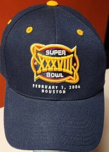 SUPER BOWL XXXVIII Houston 2004 Hat Cap Adult Strapback Football Reebok NWT - Picture 1 of 9