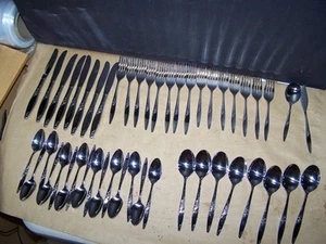 Vintage West Bend Twilight Rose Pattern Stainless Flatware 48 Pieces oneida - Picture 1 of 6