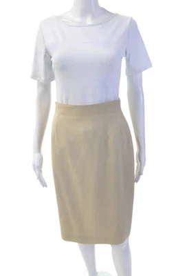 Falda lápiz Emanuel Emanuel Ungaro para mujer hasta la rodilla beige moca lana talla 6 Foto 1 de 4