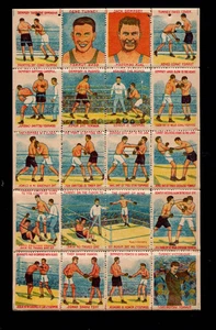 VERY RARE 1927 JACK DEMPSEY GENE TUNNEY boxing TRANSFER 20 STAMPS FULL SHEET - Picture 1 of 1