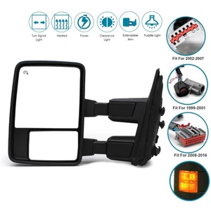 Towing Mirror For 99-16 Ford F250-F550 Power Heated Amber Turn Signal Left Side - Picture 1 of 13