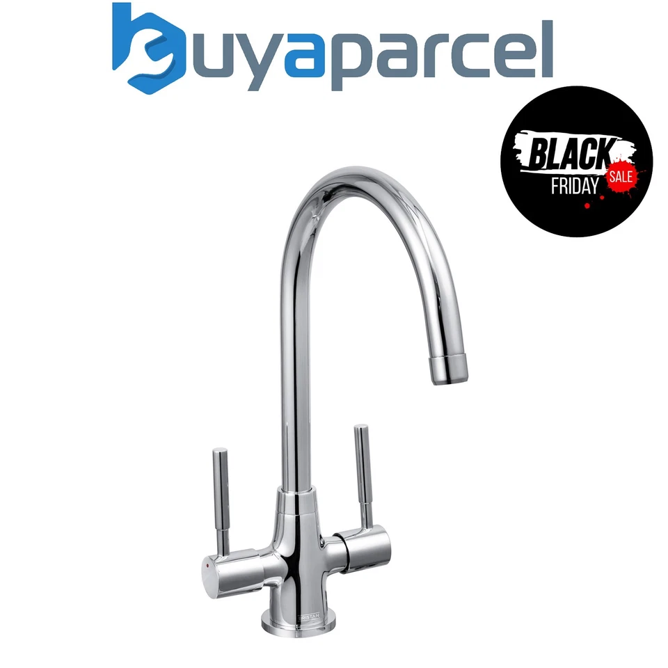 Bristan DU SNK C Dune Monobloc Kitchen Tap Chrome Twin Lever + Fixings + Flexis - Image 1 of 4