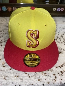 New Era 59FIFTY Seattle Mariners Pink Lemonade Yellow Fitted Cap Hat NWT 7 1/8” - Picture 1 of 12