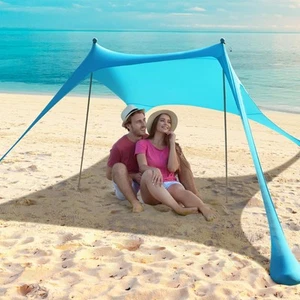 Strandzelt - Beach Shade UPF 50+ UV Schutz, 9,8 x 6,5 Fuß, Anti-Wind Strand... - Bild 1 von 7