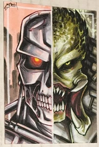 2025 T-800 Terminator & Predator 1/1 Sketch Card By Matt Perrais Matt Sturdy - Picture 1 of 2