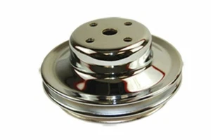 Chrome Steel LWP Double Groove Water Pump Pulley - Fits Chevy BBC 396-454 - Picture 1 of 1