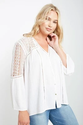 Top de ganchillo Evelyn talla grande en marfil Foto 1 de 4