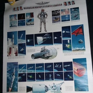 Vintage NASA PosterVintage 60's NASA Space Poster Apollo Gemini Capsule Mercury - Imagen 1 de 7