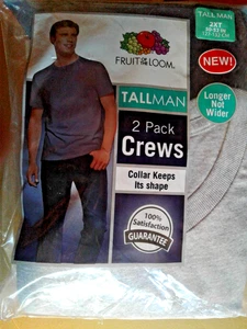 Pack de 2 camisetas Crews Tall Man 2XT 50-52 pulgadas Fruta/telar Tallman negro/gris - Imagen 1 de 6