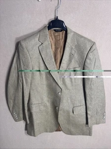 Jos A Bank 40R Brown Green Tweed Woven Dobby Sport Coat 100% Silk 2 Button - Picture 1 of 15