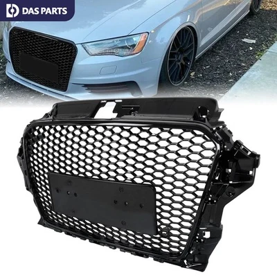 For 2014-2016 Audi A3 S3 Quattro 8V RS3 Style Front Bumper Grille Glossy Black - Image 1 of 4