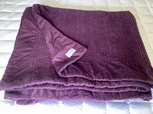 Pottery Barn Monique Lhuillier Quilt Full Queen Eggplant Velvet - Picture 1 of 6