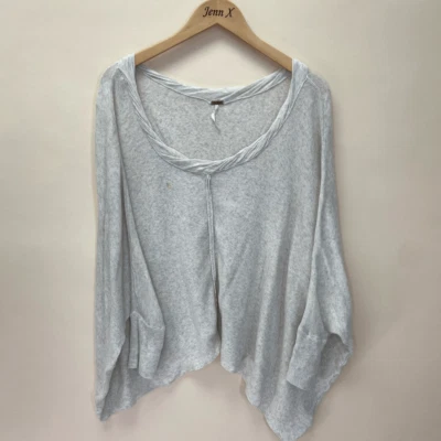 Blusa de malha Free People cinza manga 3/4 Dolman tamanho S gola redonda mistura de lã - Imagem 1 de 4
