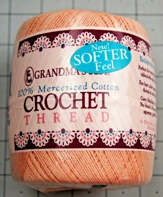 PEACH Grandma's Best 100% Mercerized Cotton Crochet Thread Yarn Sz 10 350 Yds - Image 1 of 2