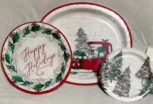 Christmas Paper Plates, Set of 24 Plates, Vintage Red Truck, NEW - Picture 1 of 4