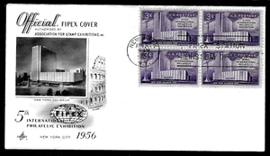 1076 3c Stamp (1956) FIFTH INTERNATIONAL EXHIBITION FDC BY ART CRAFT - BLOCK - Picture 1 of 1