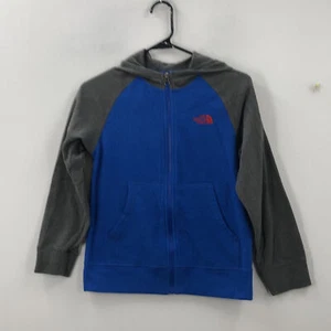 The North Face Boys Blue Pockets Raglan Sleeve Full Zipper Hoodie Size Medium - Picture 1 of 8