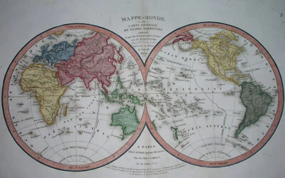 1834 ORIGINAL MAP UNITED STATES CANADA TEXAS FLORIDA NORTH AMERICA ASIA WORLD - Image 1 of 4
