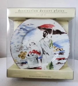 Pier One Desination Dessert Plates New In Box - Picture 1 of 5