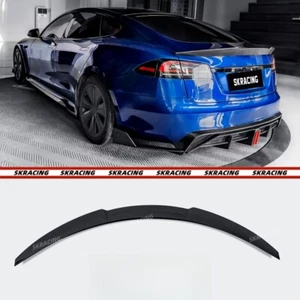 Se adapta a Tesla Modelo S 21-24 Fibra de Carbono Seco Tapa Trasera Alerón Alerón Cuerpo Kits - Imagen 1 de 17