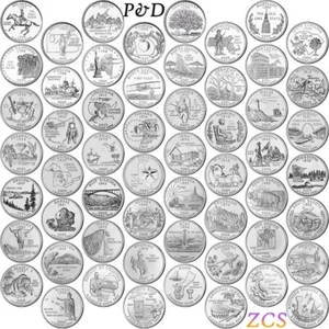 1999 - 2008 P&D Complete 50 Staaten & 2009 6 Territories Quarters 112 Münzen - Bild 1 von 2