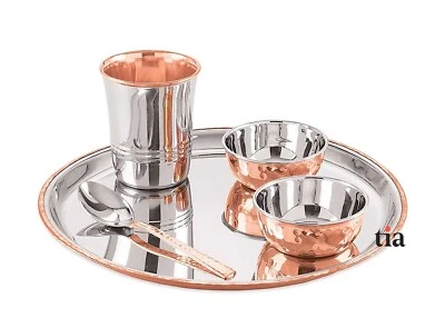 Copper Portal Stainless Steel Copper Traditional Hammered Finish Dinner Set/5 Ps - Image 1 of 4
