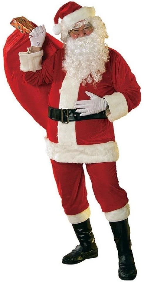 Traje de terciopelo de Papá Noel Disfraz Navidad Adulto Cinturón Guantes Sombrero Foto 1 de 2