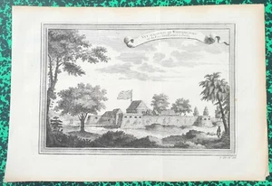 XVIII ème - Togo - Vue du Fort Guillaume à Juida par N. Bellin 36x25 cm de 1747 - Picture 1 of 2