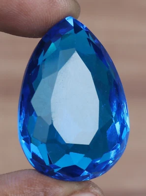 AAA+ Large Blue Topaz 68.35 Ct. Pear Cut Loose Gemstone Gift for Christmas Sale - Image 1 of 4