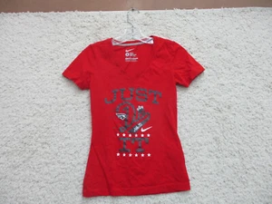 Nike Shirt Small Adult Red Athletic Casual Just Do It V Neck Slim Fit Womens S - Picture 1 of 8