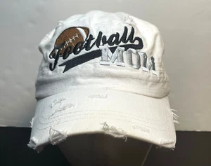 Football Mom distressed hat cap Kbethos original vintage 6" strap back white - Picture 1 of 8