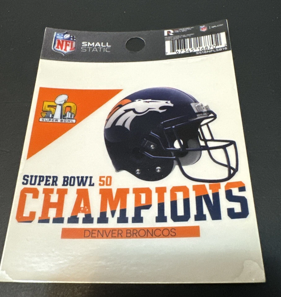丹佛野马超级碗 50 冠军可重复使用静态贴花 3x4 NFL — 第 1/1 张图片