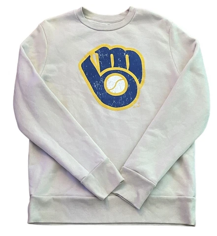 Majestic Milwaukee Brewers MLB Men’s Beige Crewneck Sweatshirt Size XL Cover