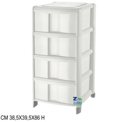 TONTARELLI CASSETTIERA BAMBU' 4 CASSETTI COLORE BIANCO PANNA CM 38,5X39,5X86 H