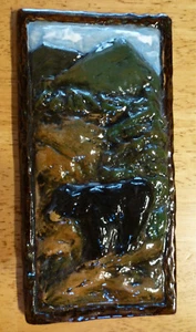 Tamarin Tile Black Bear on Mountain Design Glazed Ceramic Tile  - Picture 1 of 2