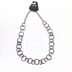Circles Chain Hematite Chunky Necklace 35" - Picture 1 of 5