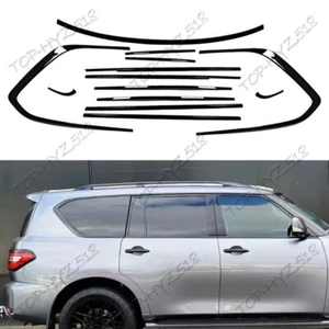 For Nissan Armada 2017-2024 Window Molding Trim Frame Strips Gloss Black 13pcs - Foto 1 di 10