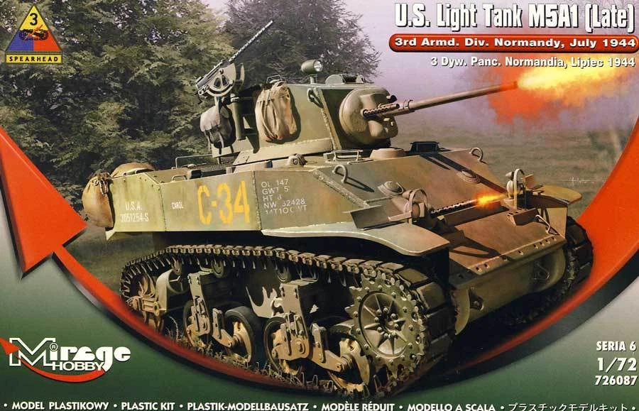 Mirage U.S. Light Tank M5A1 Tardo 1944 Normandia 1:72 Modello Kit NEU - Immagine 1 di 1