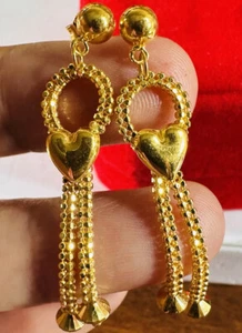 22K 916 22C Fine Gold Women's Dangle Balls Beads Earring 5.1g - Picture 1 of 21