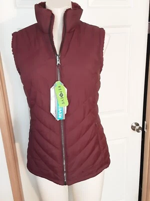 Women's Reversible Puffer Vest By "Free Country"  BURGANDY Size Small New - Image 1 of 4