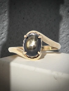 ANELLO VINTAGE/ANTICO ORO GIALLO MASSICCIO 14K STELLA ZAFFIRO MISURA 7,5 #7933 - Foto 1 di 4