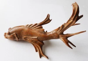 Poisson en bois racine d'arbre sculpté Chine ou Japon sculpture statue - Bild 1 von 6