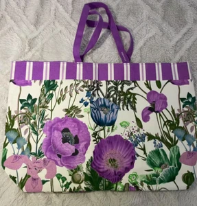 Estee Lauder Poppies Flowers Canvas Bag Purple with handles 20 x 14 NEW - Picture 1 of 2
