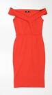 I-X London Womens Red Polyester Bodycon Size 8 Off the Shoulder Pullover