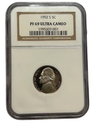 NGC 1992 S PF69 Ultra Cameo US Nickel 5c 1795307-007 - Image 1 of 2